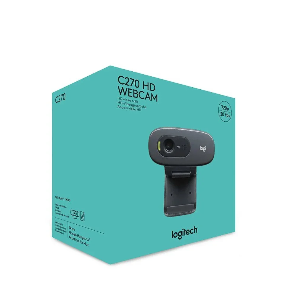 *NIB* Logitech C270 HD Webcam with Noise-Reducing Mics for Video Calls